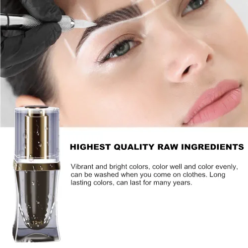 Vista 2 de Pigmentos permanentes para cejas de maquillaje 0.4 fl oz, PMU y procedimiento de microblading Pigmento de tatuaje para artistas (marrón oscuro)
