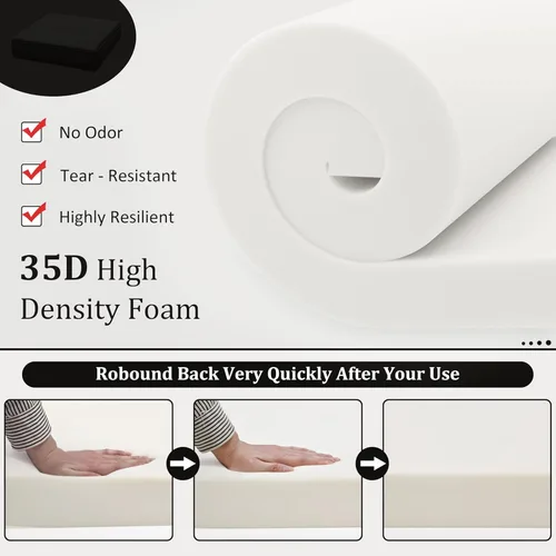 Vista 7 de Cojines de repuesto para muebles de exterior, espuma de espuma de 5 pulgadas de alta densidad, se adapta al juego de conversación de ratán seccional