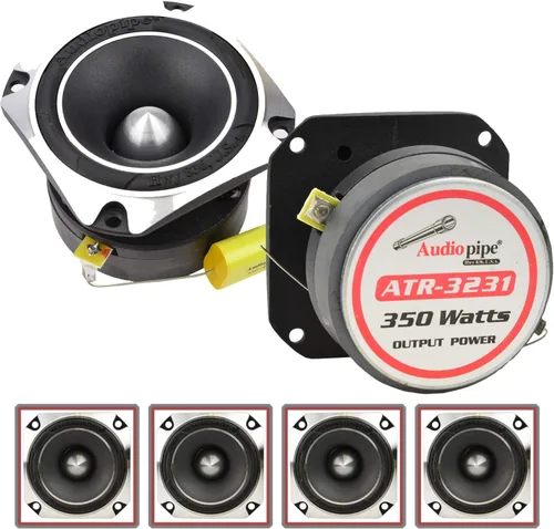 Audiopipe ATR-3231-1400 Watt 3" pulgadas Titanium Car Audio Tweeters (paquete de 4) - Plateado/Negro