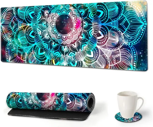 Vista 18 de AIMSA Alfombrilla de mouse grande para juegos extendida con borde cosido, alfombrilla de mouse para teclado y mouse con base de goma antideslizante