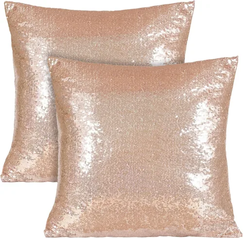 Vista 10 de Poise3EHome Fundas de almohada de lentejuelas de 18 x 18 pulgadas, fundas de almohada decorativas rojas para sofá, cama, sala de estar, Navidad Rojo