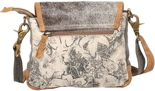 Vista 3 de Myra Bag Over Shoulder Purse - Canvas Crossbody Bag with Genuine Leather Detailing, Fabric Satchel for Everyday Use, Travel