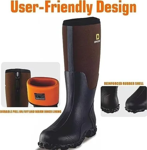 Vista 4 de DRYCODE Botas de goma para hombre para todas las estaciones, botas de lluvia impermeables con vástago de acero, de neopreno de 0.197in