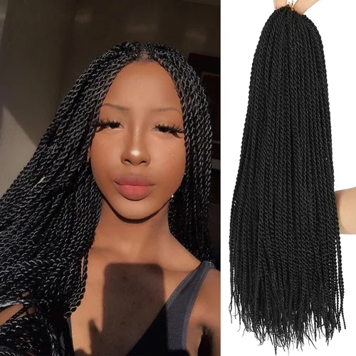 Trenzas de Ganchillo Senegalesas Twist Cabello de Ganchillo 7 Paquetes Pre Enrollado Micro Trenzas Senegalesas Twist Cabello Trenzado Trenzas de