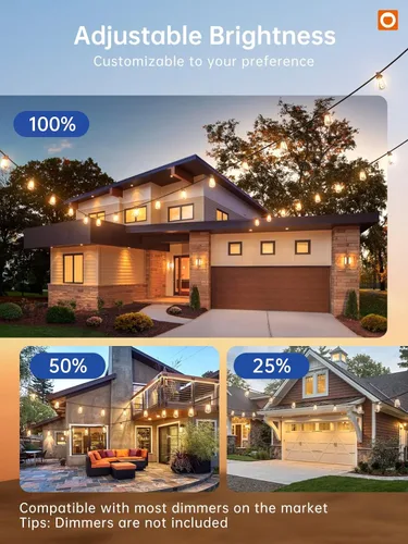 Vista 8 de addlon Tira de luces LED de 25 pies, resistente al agua con 8+1 bombillas LED inastillables (no solar), luz de patio, conectable y resistente al