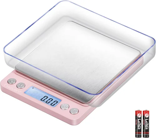 Fuzion báscula digital de 0.01 gramos de precisión, básculas de alimentos mini de 500g para joyería pequeña, oro, hierba, especias - peso en gramos