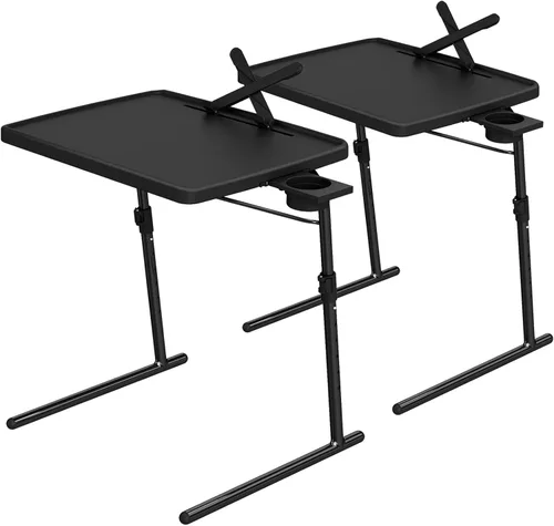Vista 8 de Bandeja de TV ajustable máxima con soporte para tazas, bandeja de TV de 22 x 16.9 pulgadas en cama y sofá, mesa plegable cómoda de gran tamaño, mesa