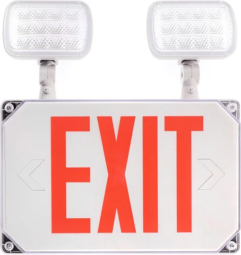 Vista 2 de Wet Location - Luz de emergencia LED para exteriores, resistente a la intemperie, con batería de respaldo, doble cara, CA 120 V/277 V, certificado