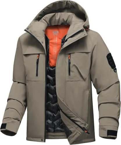 Vista 21 de Chaqueta de invierno para hombre impermeable para esquí y nieve resistente al viento para snowboard chubasquero con capucha con forro cálido