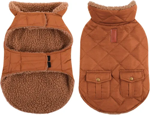 Vista 19 de Queenmore Abrigo de invierno para perro, chaqueta acolchada cálida e impermeable, con forro de felpa, chaleco térmico para clima frío, para perros
