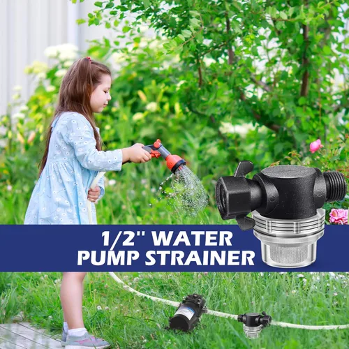 Vista 6 de Dreyoo Filtro colador de bomba de agua, compatible con tuerca giratoria Shurflo 255-315, ajuste de 1/2 pulgada con pantalla de acero inoxidable