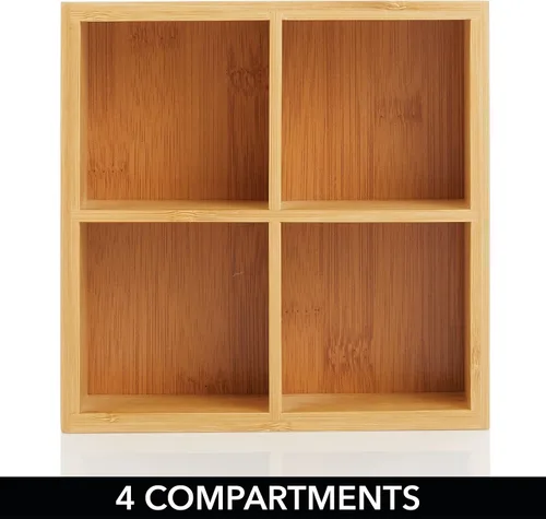 Vista 6 de mDesign Caja organizadora de bambú para almacenamiento de té y alimentos, estuche de madera para bolsas de té, café, aperitivos, azúcar