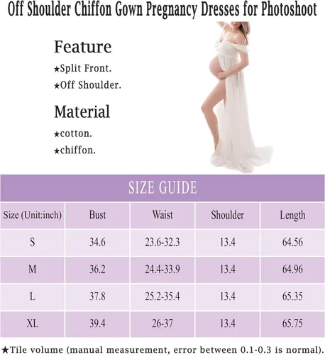 Vista 7 de Maternity Dress for Photography Off Shoulder Chiffon Gown Split Front Maxi Pregnancy Dresses for Photoshoot