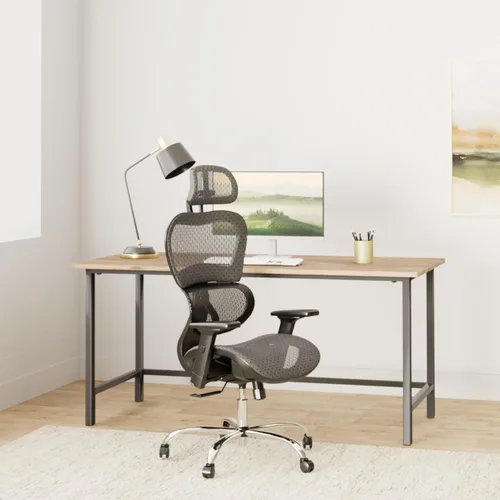 Vista 2 de Silla de oficina ergonómica, silla de escritorio con respaldo alto, silla giratoria de malla para computadora con soporte lumbar dinámico, función