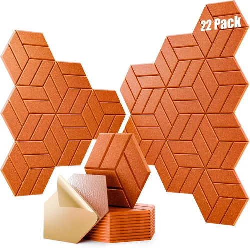 Vista 12 de Paquete de 12 paneles acústicos, paneles acústicos de 12 x 12 x 0.4 pulgadas, paneles de espuma a prueba de sonido para paredes, paneles de sonido