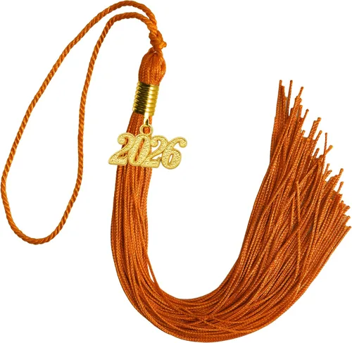 Vista 8 de GraduationMall Borla de graduación de un solo y varios colores con dije del año 2025 de 9 pulgadas