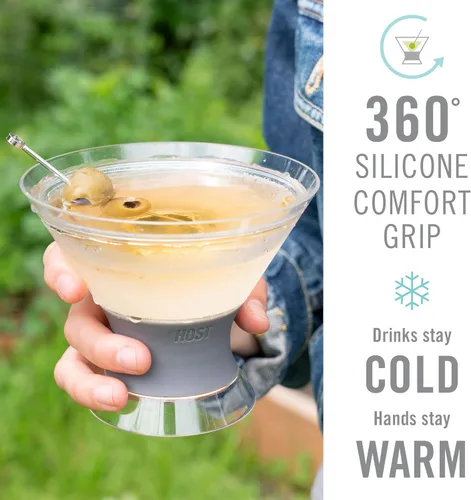 Vista 9 de HOST Freeze - Tazas de enfriamiento aisladas para Martini, juego de 2 vasos de cóctel de plástico con gel congelador de doble pared sin tallo, 9 oz