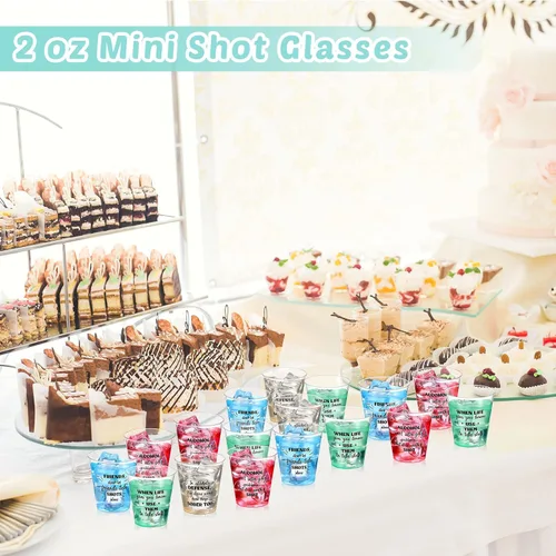 Vista 5 de Amyhill 100 vasos de chupito de plástico transparente de 2 onzas, mini vasos desechables, divertidos vasos de chupito para adultos, amigos, fiesta