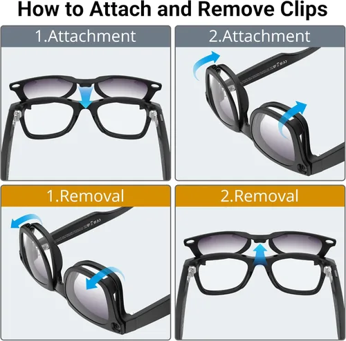 Vista 5 de BonFook HiBloks Transitions/Gradient Polarized Matte/Shiny Clip-On Lenses for RayBan Gen 1&2 Meta Wayfarer(RW4006/4008/4012)