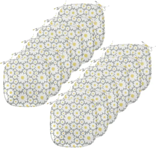 Vista 48 de Lunarable Juego de 4 cojines de asiento para silla, diseño de pétalos de flores de iris florecientes, arte de forma desgastada, acolchado de asiento