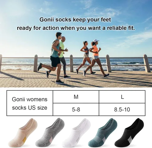 Vista 7 de Gonii Calcetines deportivos para mujer, calcetines de tobillo acolchados para correr, corte bajo, 5-8 pares