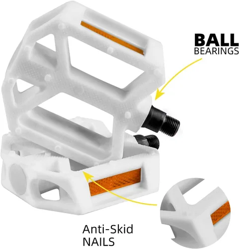 Vista 4 de AVASTA Durable Polypropylene Bicycle Pedals with Reflector for Mountain Bike Road Bike and Other Bicycles,Two Thread Size（9/16”&1/2“）