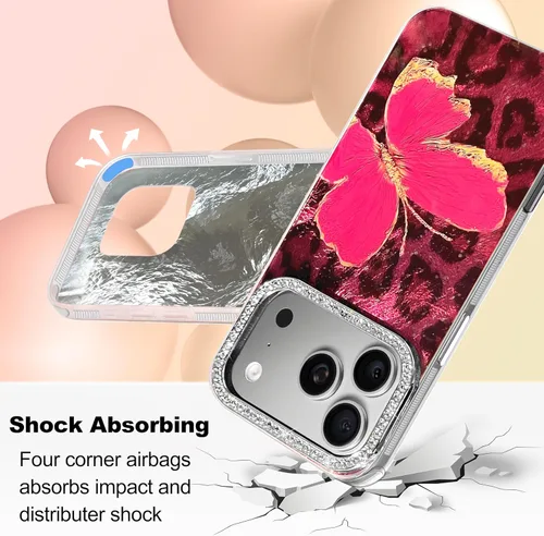 Vista 128 de I-MGAE-IN-AR - Funda diseñada para iPhone 12 y 12 Pro, diseño de mariposa plateada brillante, funda protectora de poliuretano termoplástico, suave