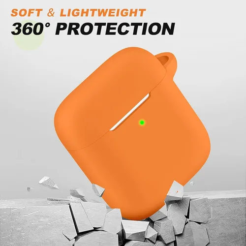 Vista 58 de Funda Protectora para AirPods 1/2, viene con kit de limpieza, funda protectora de silicona suave con hebilla, compatible con estuche de carga