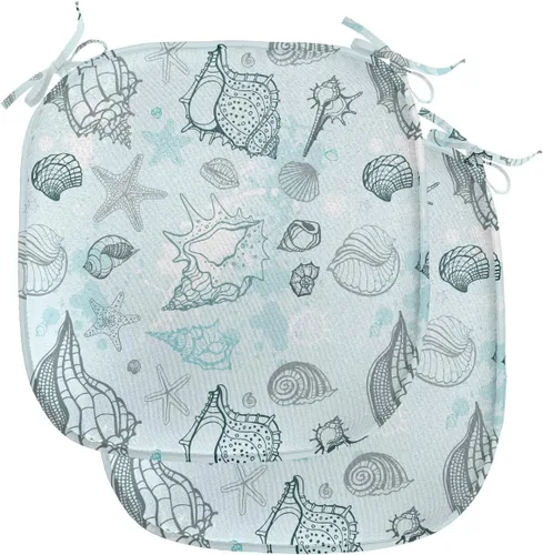 Vista 84 de Lunarable Juego de 4 cojines de asiento para silla, diseño de pétalos de flores de iris florecientes, arte de forma desgastada, acolchado de asiento