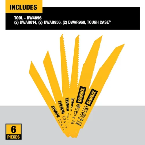 Vista 3 de DEWALT Hojas de sierra recíproca, bimetálicas, juego de 6 piezas (DW4896)
