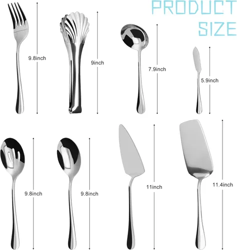 Vista 3 de Juego de cubiertos de 32 piezas con juego de utensilios para servir, cuchillos de acero inoxidable, cucharas y tenedores para el hogar, cocina