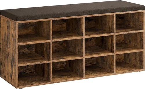 Vista 11 de VASAGLE - Colección CUSTOS - Banco para zapatos, banco de almacenamiento con asiento acolchado, banco de entrada con 9 compartimentos
