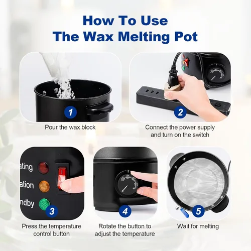 Vista 4 de IeBilif Derretidor de cera para hacer velas, 5 cuartos de galón/10 libras de cera eléctrica con mango resistente al calor, fácil de verter