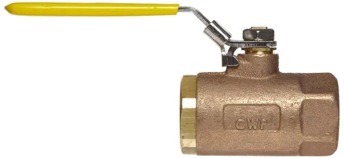 Vista 2 de Apollo Válvula de bola de bronce serie 70-100 con drenaje automático, dos piezas, en línea, palanca de bloqueo de pestillo, 1/4" NPT hembra