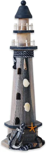 Decoración de faro de madera, faro náutico decorativo de 19.5 pulgadas, decoración de faro con temática de mar y playa, decoración de mesa hecha a
