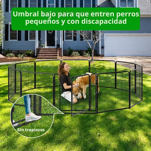 Vista 2 de Kfvigoho Corralito para perros para exteriores, extra ancho, 12 paneles de valla resistente para perros, 32 pulgadas de altura, antioxidante