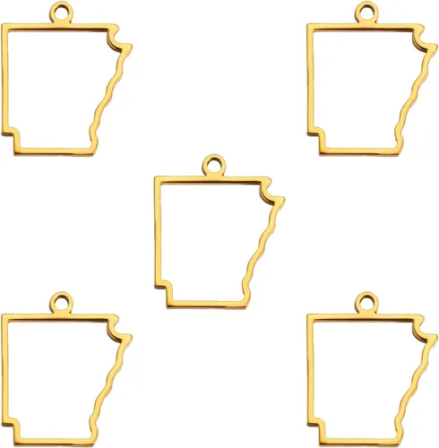 Vista 28 de kkjoy 5 piezas de dijes de mapas de continentes huecos de EE. UU. con colgante para hacer joyas y manualidades, accesorios de mini dijes de acero