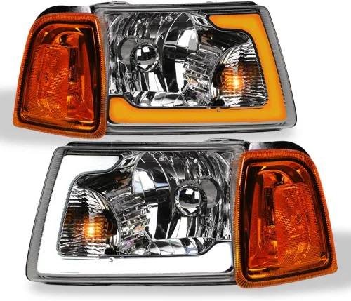 Vista 10 de 7422448582543 Compatible con 2001-2011 Ford Ranger Switchback Barra de tira LED secuencial de luces delanteras con carcasa negra y lámparas de señal