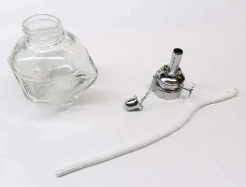 Vista 3 de JTS Lámpara de alcohol Spirit Lamp Burner ajustable 3/16 mecha 4oz vidrio facetado cera trabajo