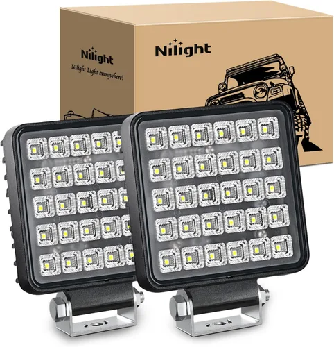 Vista 11 de Nilight - Juego de 2 luces de trabajo LED cuadradas de 4.4 pulgadas con interruptor de palanca integrado, lámpara de inundación de 150° de 36 W