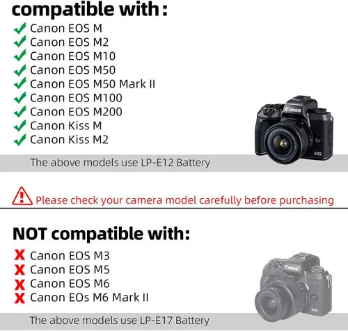 Vista 3 de Glorich ACK-E12 Adaptador de corriente de CA DR-E12 Acoplador DC LP-E12 LPE12 Kit de batería ficticia para cámaras digitales sin espejo Canon EOS