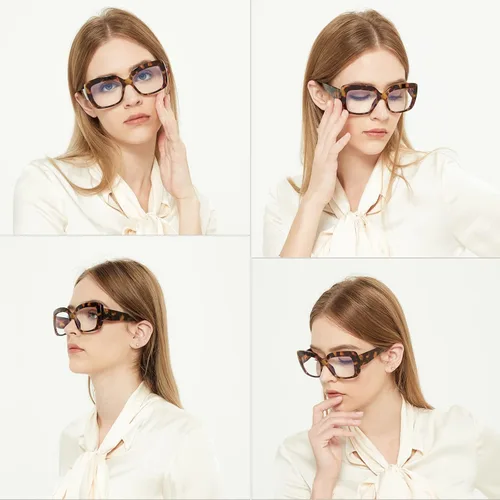 Vista 6 de Lentes de lectura de gran tamaño para mujer, con bloqueo de luz azul, para lectura de computadora, antifatiga ocular