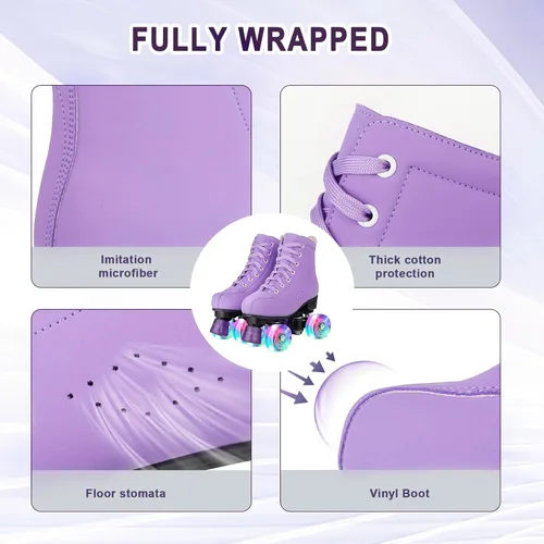 Vista 4 de XUDREZ - Patines de ruedas de piel sintética de doble fila para mujer