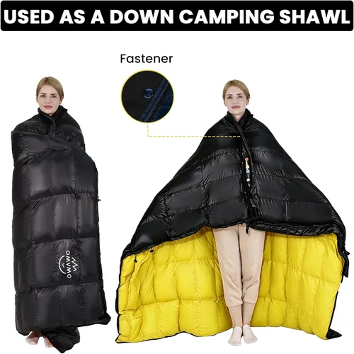 Vista 8 de 0 20 Degrees F Down Sleeping Bag for Adults,4 Season Rectangle Down Sleeping Bag for Camping Hiking Negro/Cremallera Izquierda