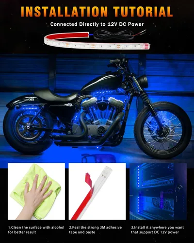 Vista 6 de Luces de tira LED Qasim para coche, barco, camión, iluminación interior y exterior, iluminación ambiental impermeable para parrilla delantera