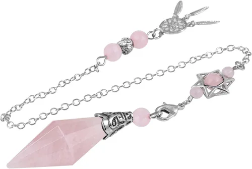 Vista 10 de Rockcloud Péndulo de cristal natural curativo Reiki de 12 facetas con dije hexagonal de atrapasueños Wicca para equilibrar la adivinación