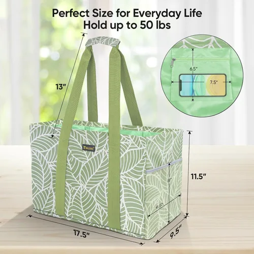 Vista 4 de BALEINE Suave bolsa de 9 galones extra grande, bolsa de almacenamiento plegable reutilizable (follaje antiguo)