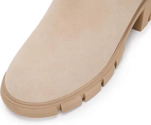 Vista 6 de Botines con elástico al tobillo y plataforma para mujer tacón ancho suela de lengüeta antideslizantes cómodos botines tipo Chelsea