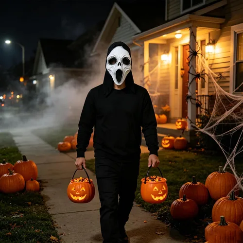 Vista 5 de HOTTERCOS Máscara de fantasma de calavera aterradora de Halloween