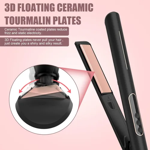 Vista 5 de Alisador y rizador de cabello 2 en 1, alisador y rizador en uno, plancha alisadora con generador iónico y temperatura ajustable para todo